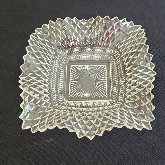 Indiana Glass Other - Square Ruffled Wavy Sawtooth Edge Dish by Indiana Manufactured in 1940's